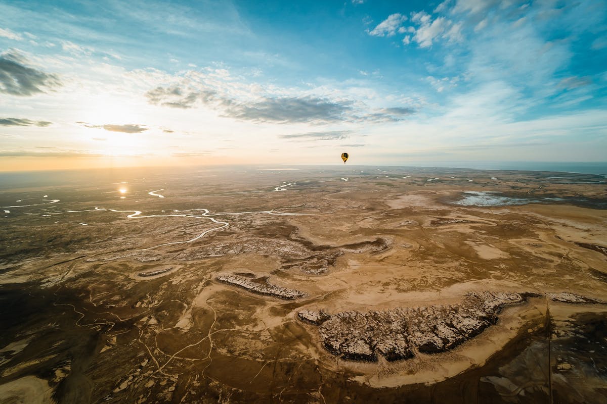 Sunset balloon flight over Gulf Country
