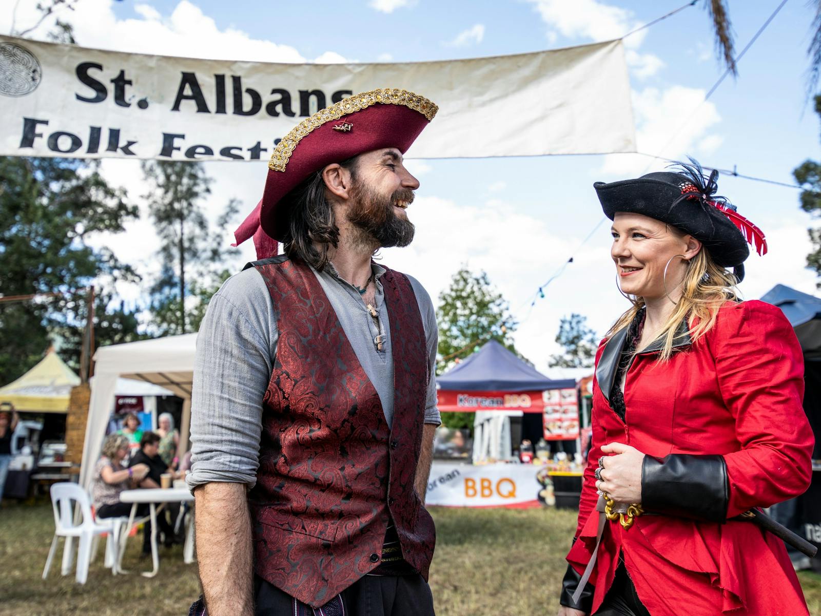 Couple dressed up for the 2019 St Albans Folk Festival
