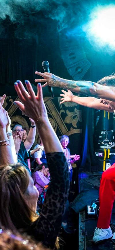 Singer singing to a crowd