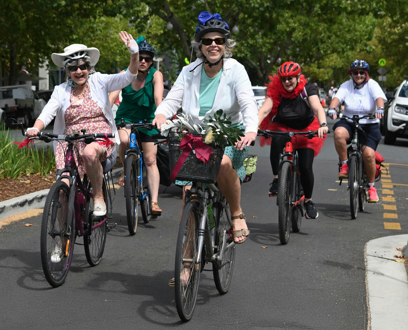 Women riding bikes