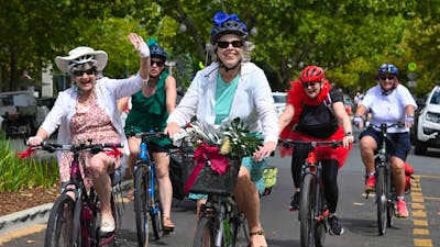 Women riding bikes