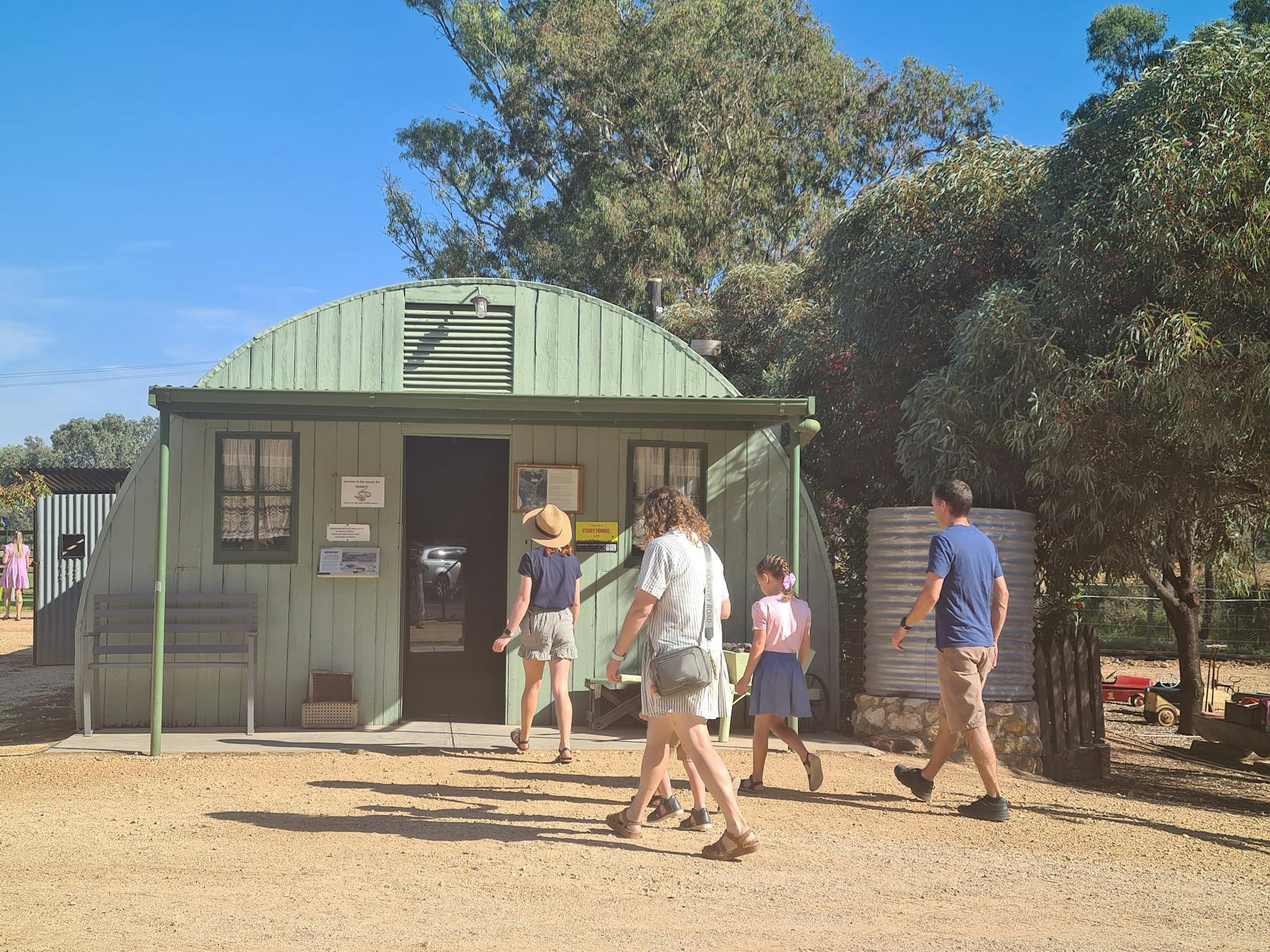 Housing used by some of the 250 ex-servicemen after WWII. Shows living conditions of early blockies