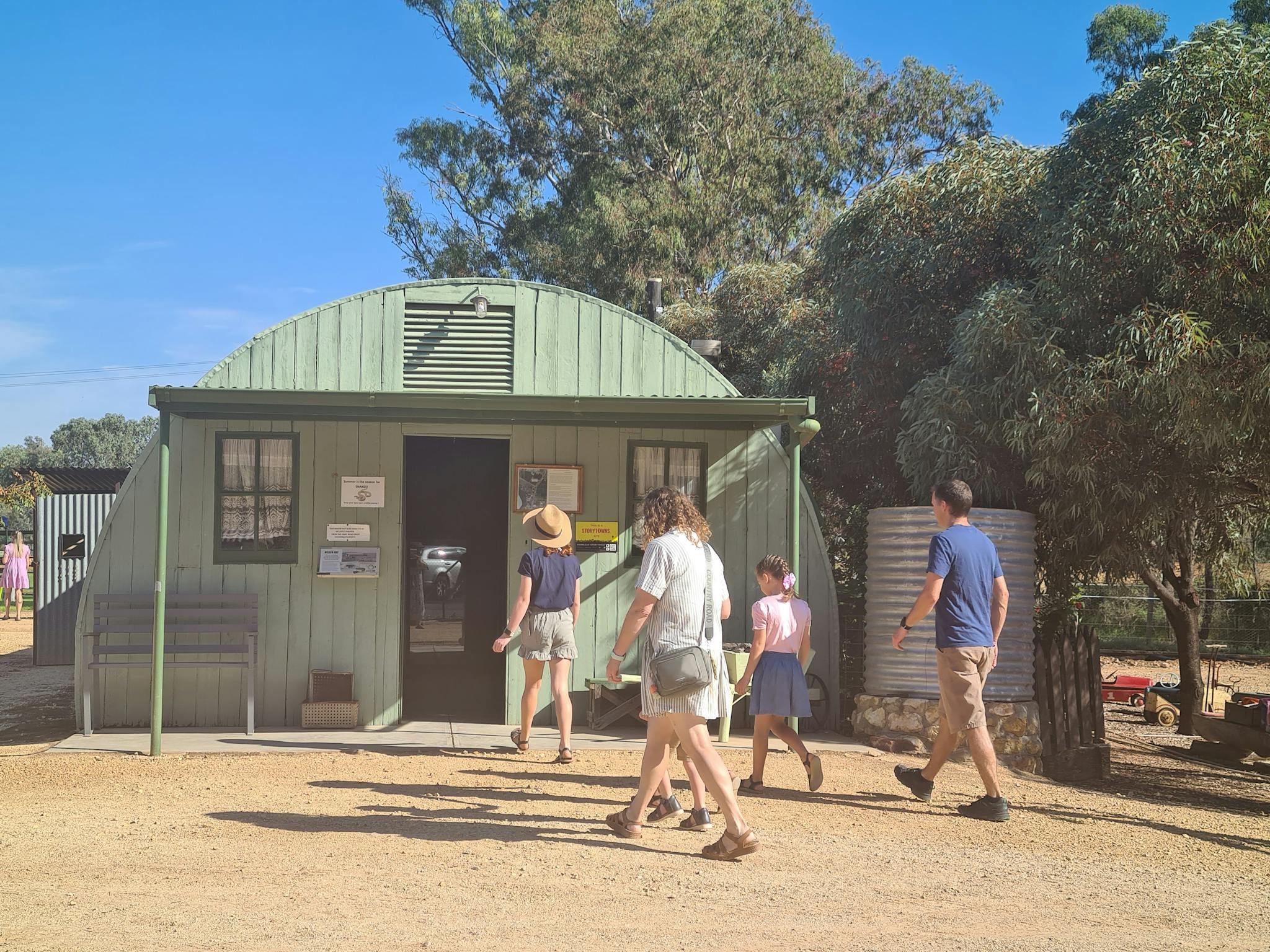Housing used by some of the 250 ex-servicemen after WWII. Shows living conditions of early blockies