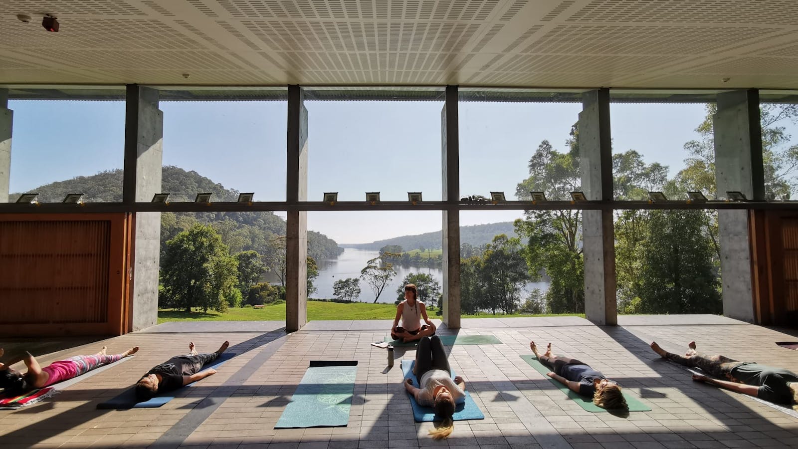 Morning yoga in the Boyd Education Centre overlooking the exquisite Shoalhaven River.