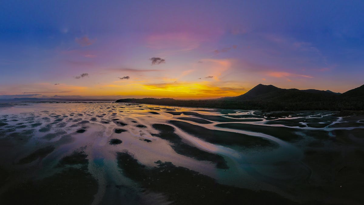 Conway Beach at sunrise and low tide