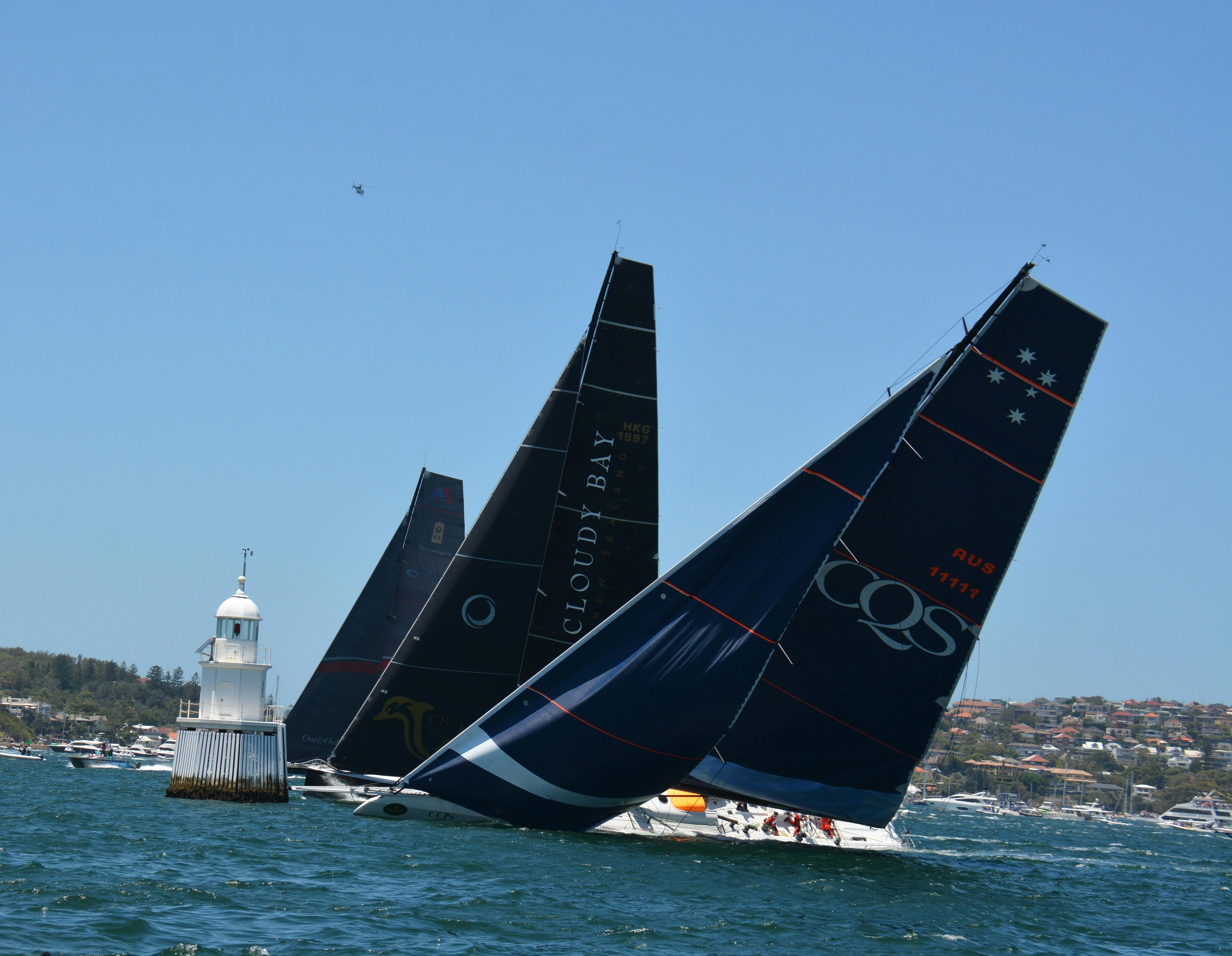 Yachts trying to avoid the "wedding cake" which is a channel marker