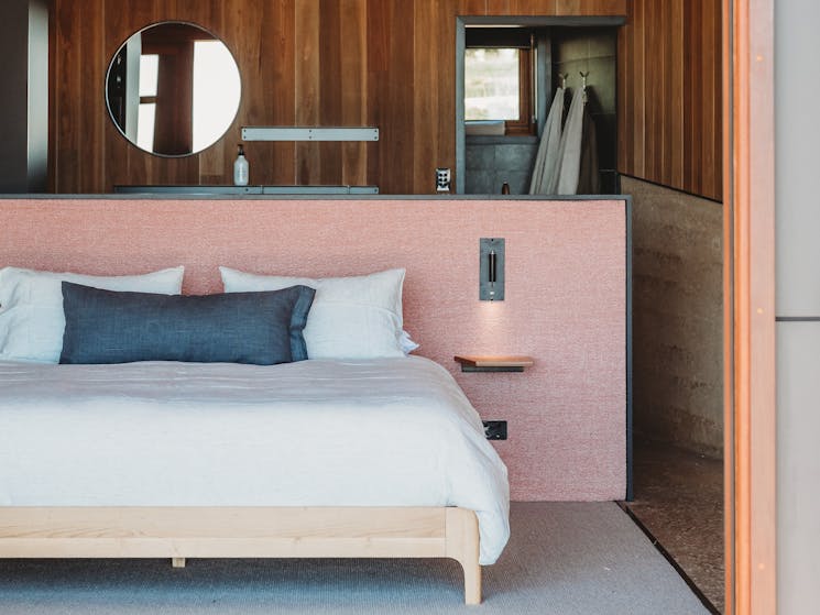Luxurious bed with custom bedhead