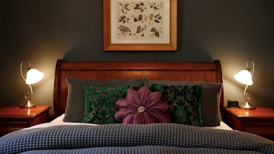 Queen bed in first bedroom - originally maids quarters