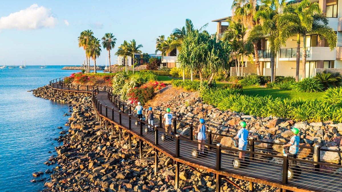 Segway riding on the bicentennial Boardwalk, Airlie Beach, Whitsundays