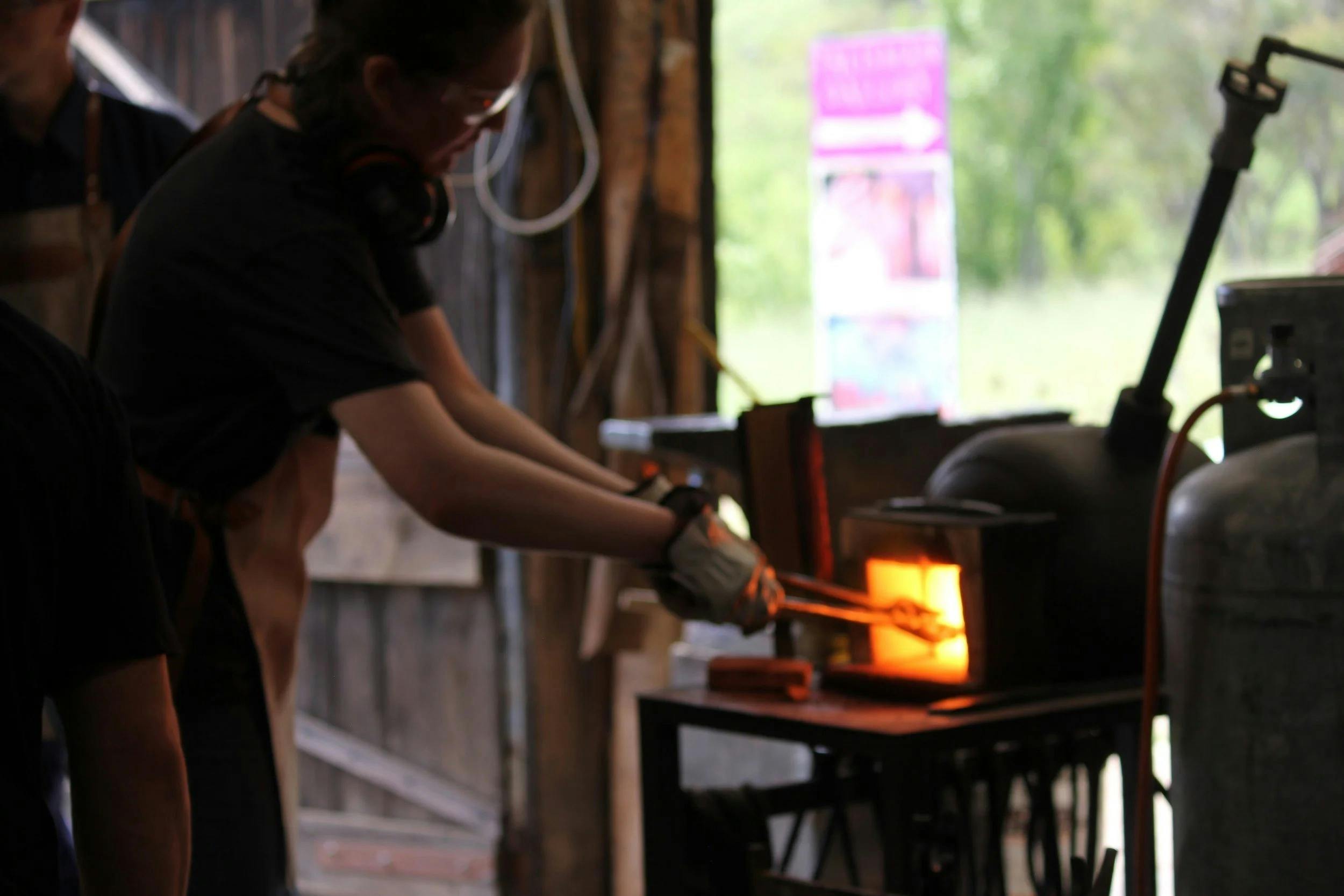 An iron in the forge waiting to be pulled out and beaten into shape