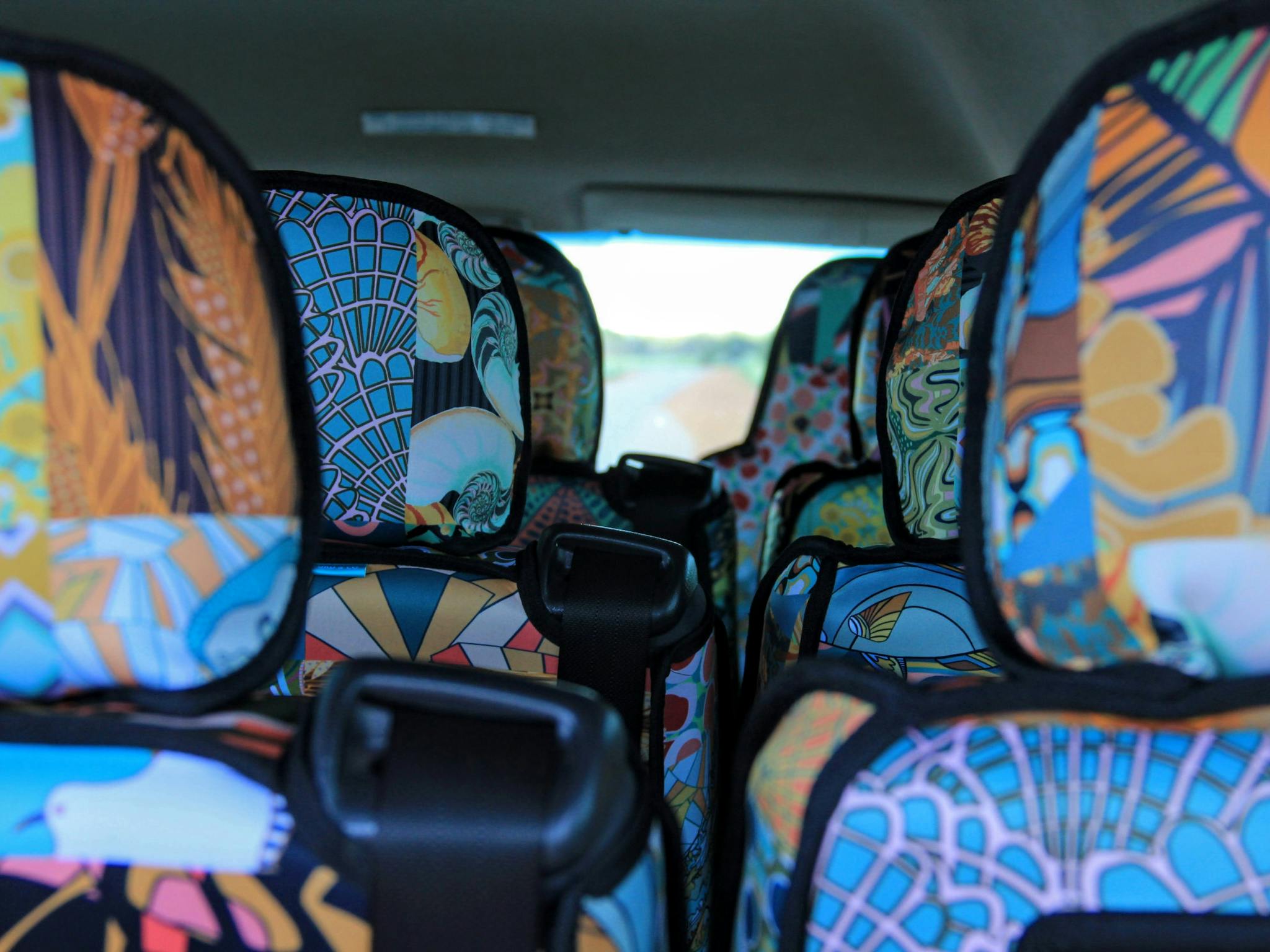 Custom made seat covers for comfort and style in our vehicles to make your experience more enjoyable