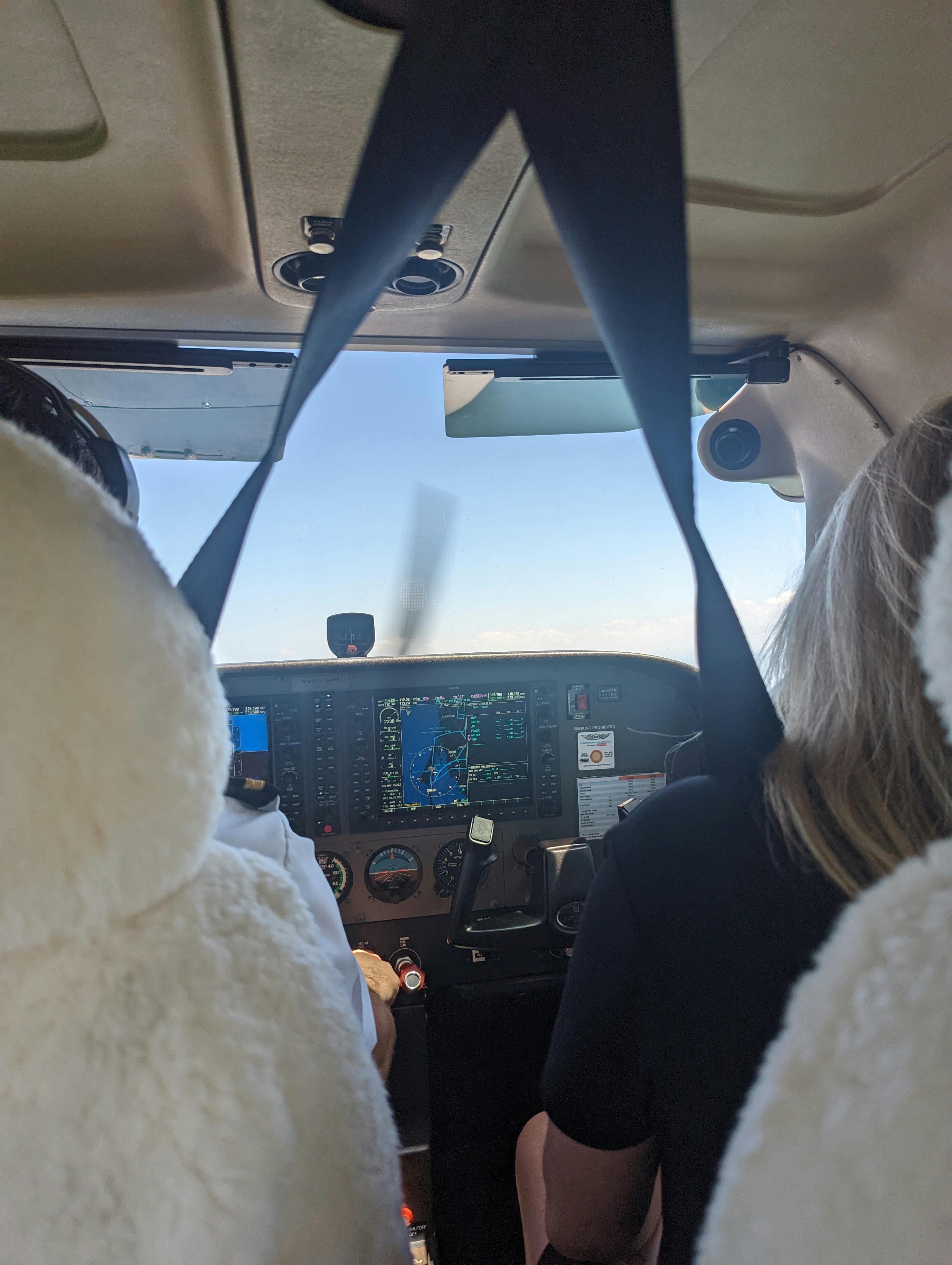 Looking from the back of an aircraft toward the front
