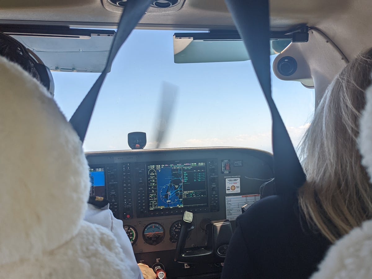 Looking from the back of an aircraft toward the front