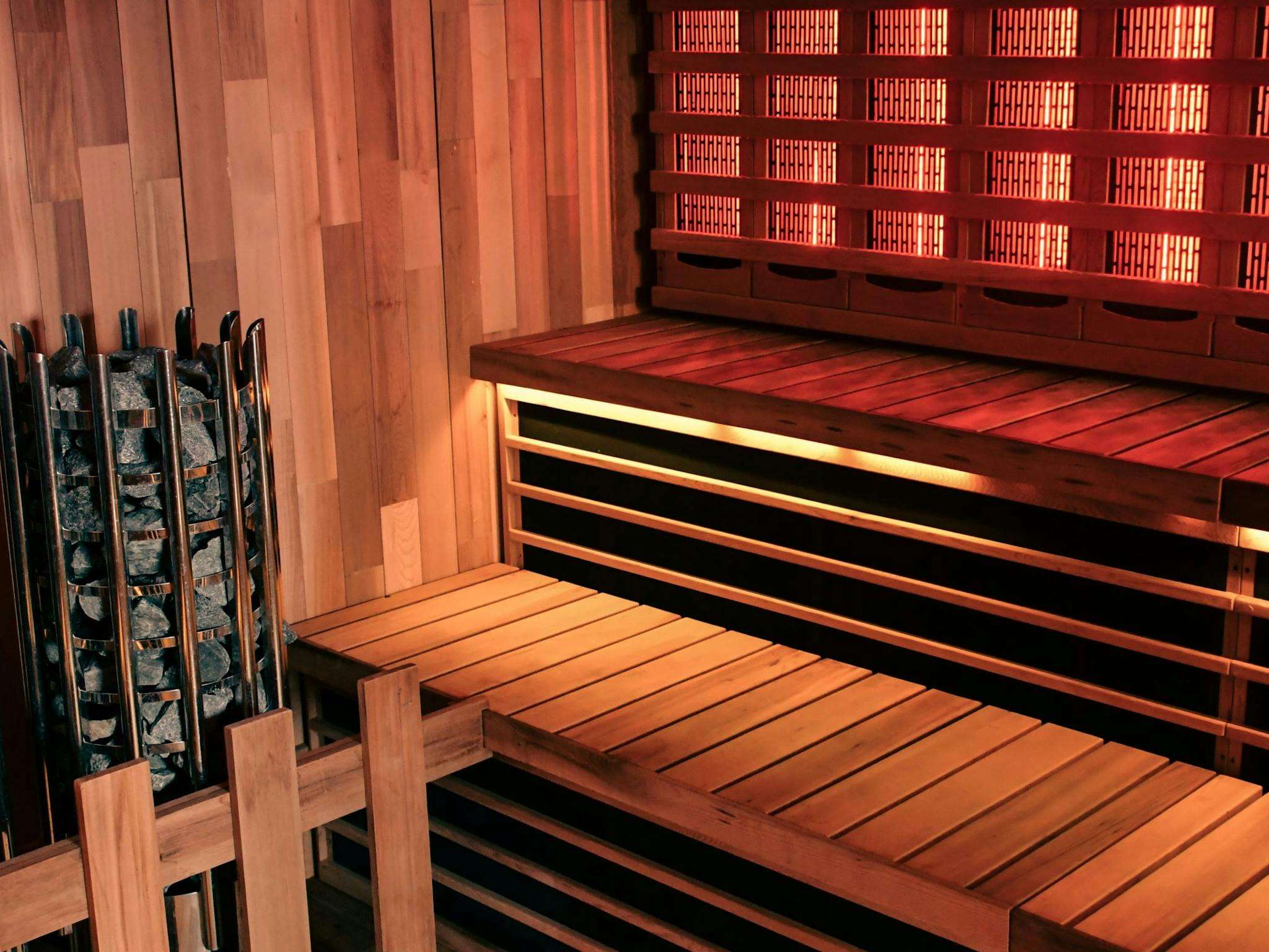 12 person sauna which has the capacity to run infrared and traditional sessions