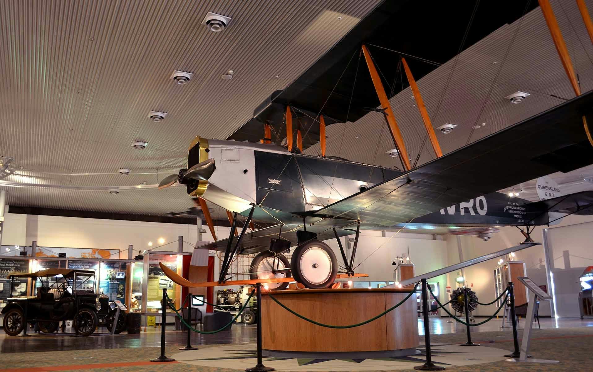 Avro plane model inside the Qantas Founders museum