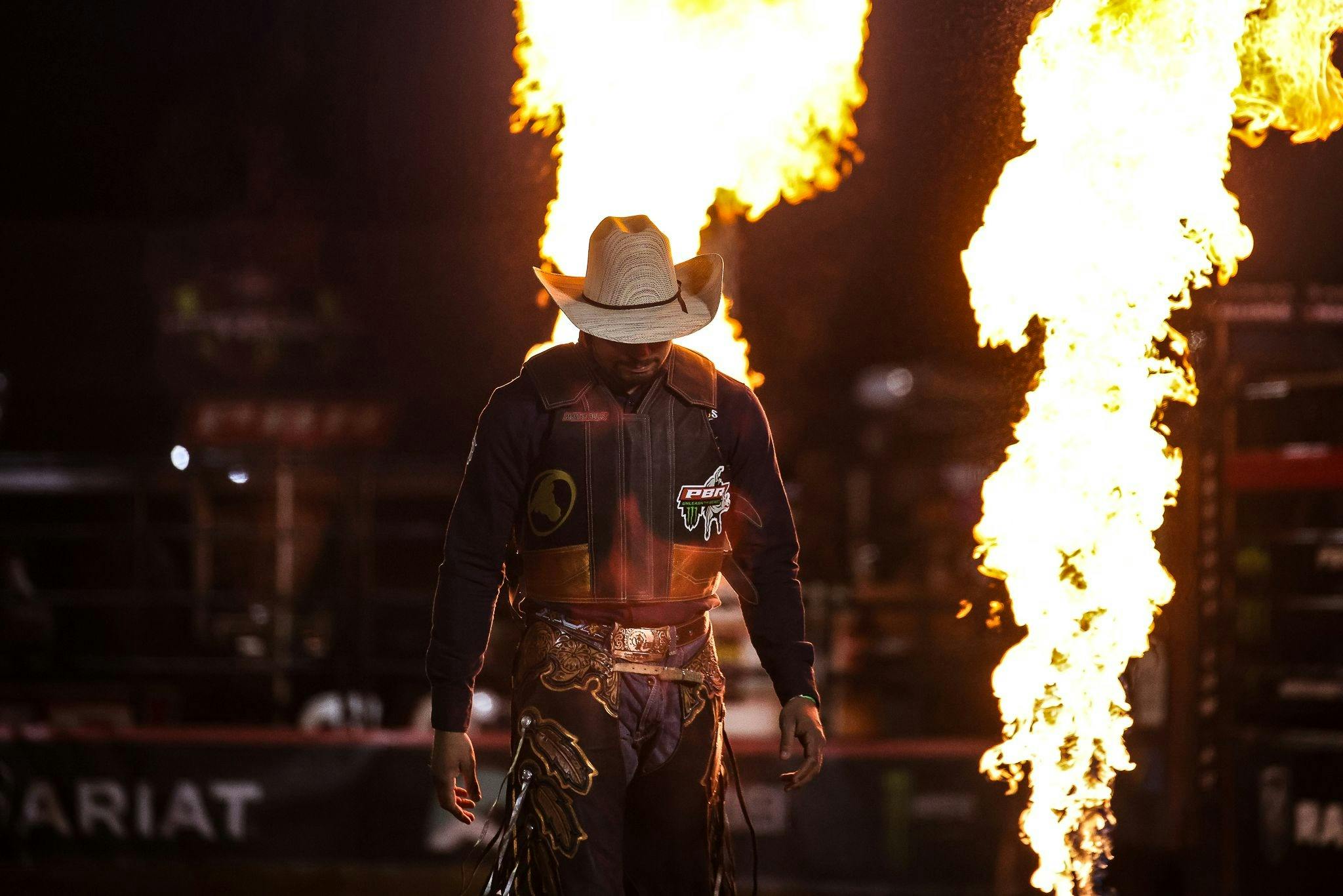 PBR cowboy entering arena