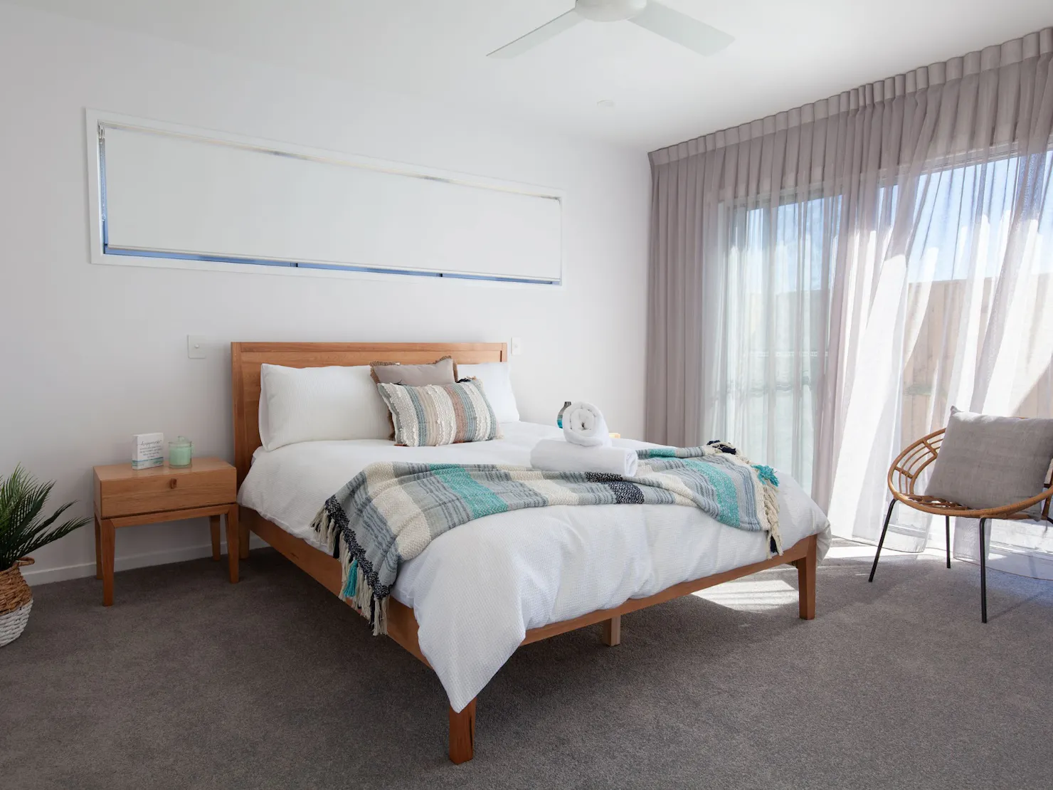 Main bedroom with queen bed and ensuite bathroom