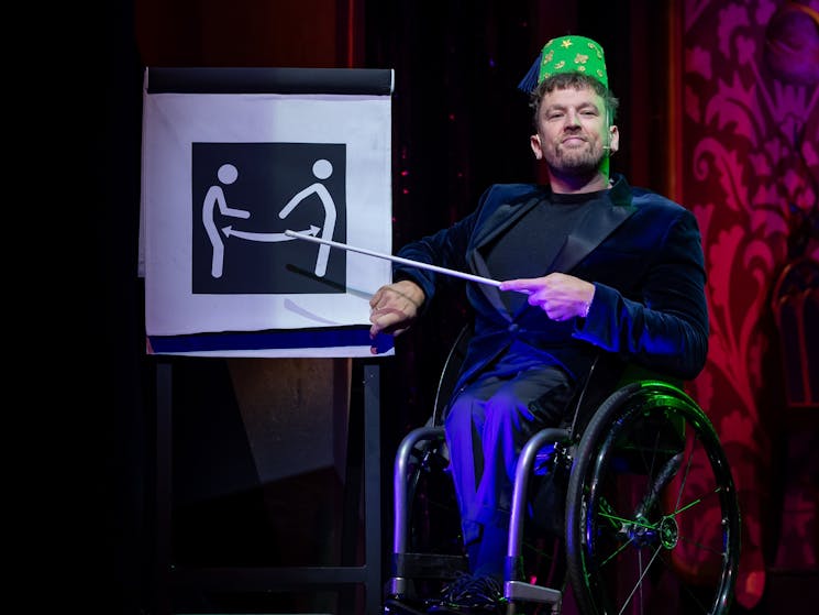 Dylan Alcott as The Narrator in The Rocky Horror Show