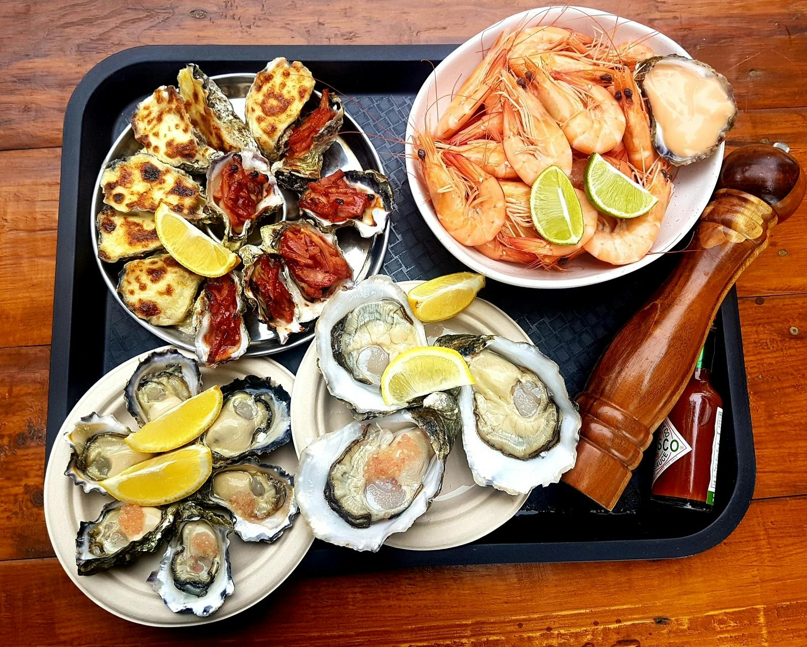 Fresh Oysters and Prawns
