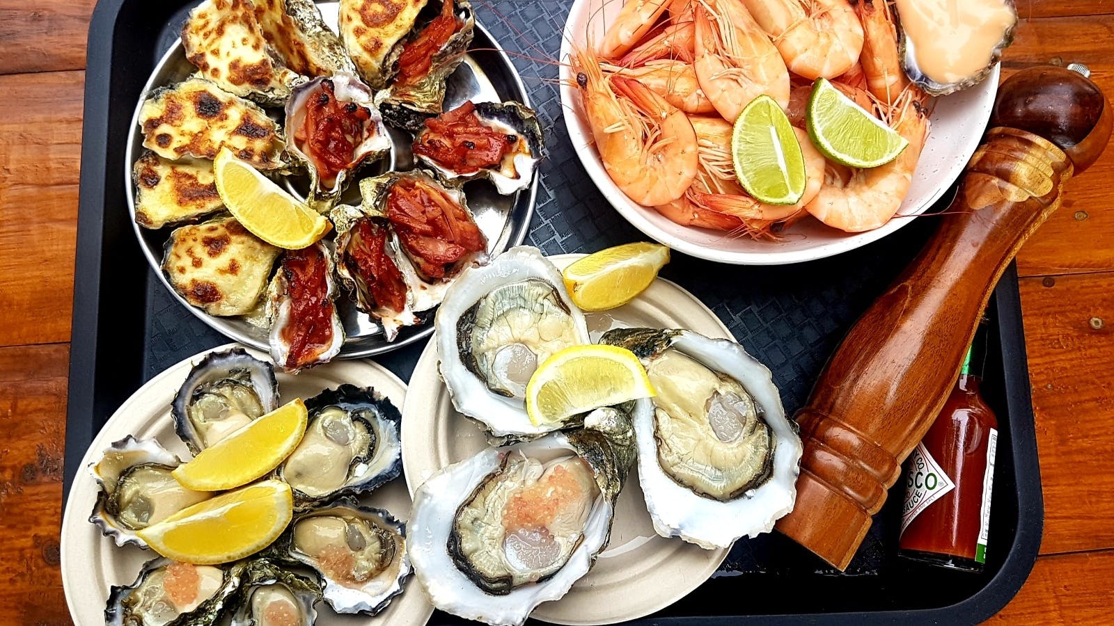 Fresh Oysters and Prawns