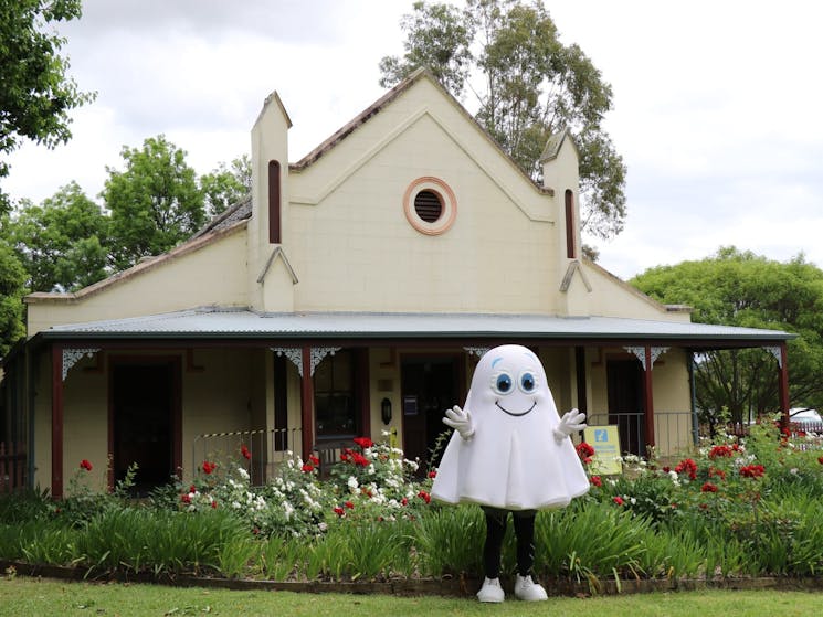 The ghost of Fred Fisher visiting Campbelltown Visitor Information Centre