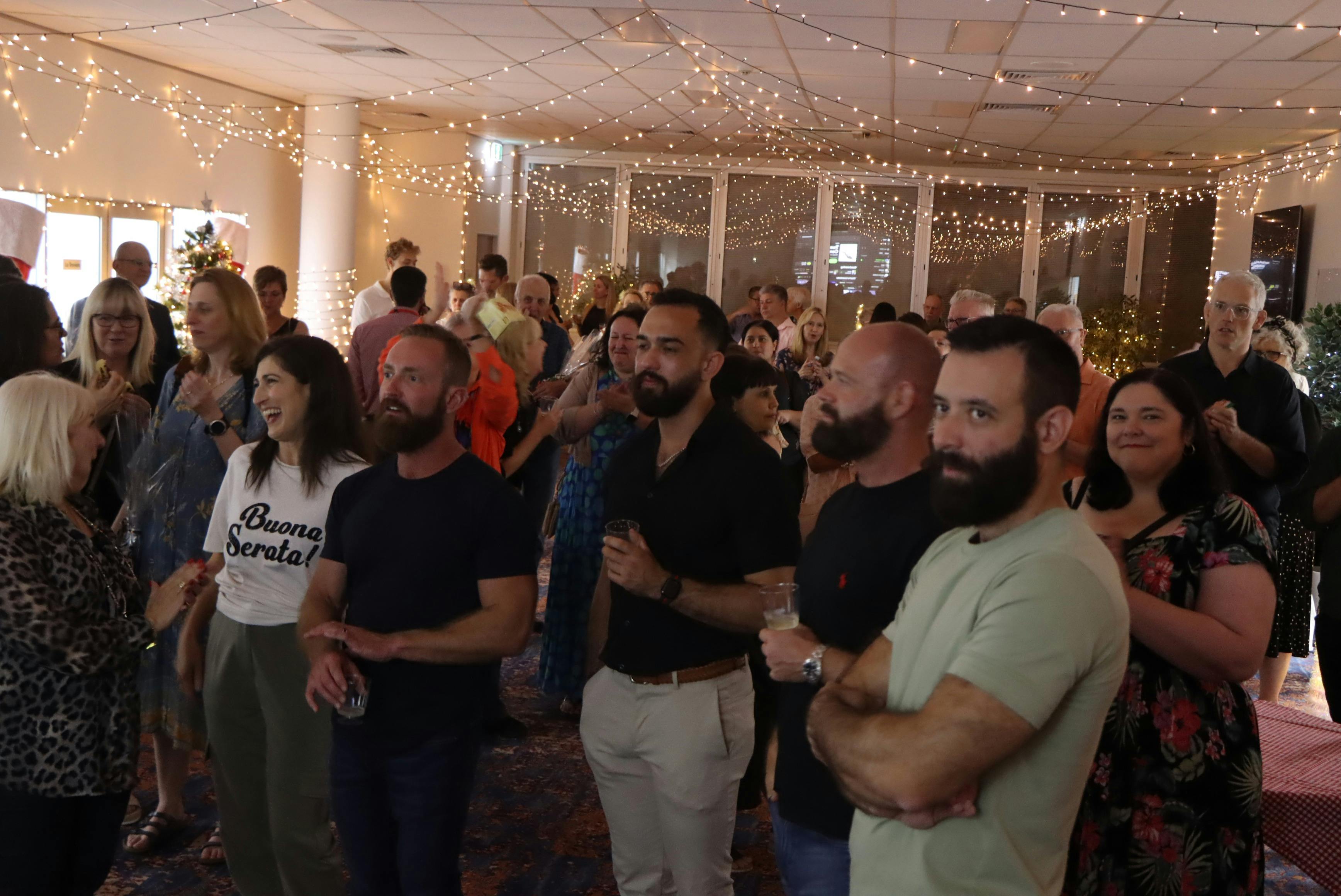 the room full of participants having a blast