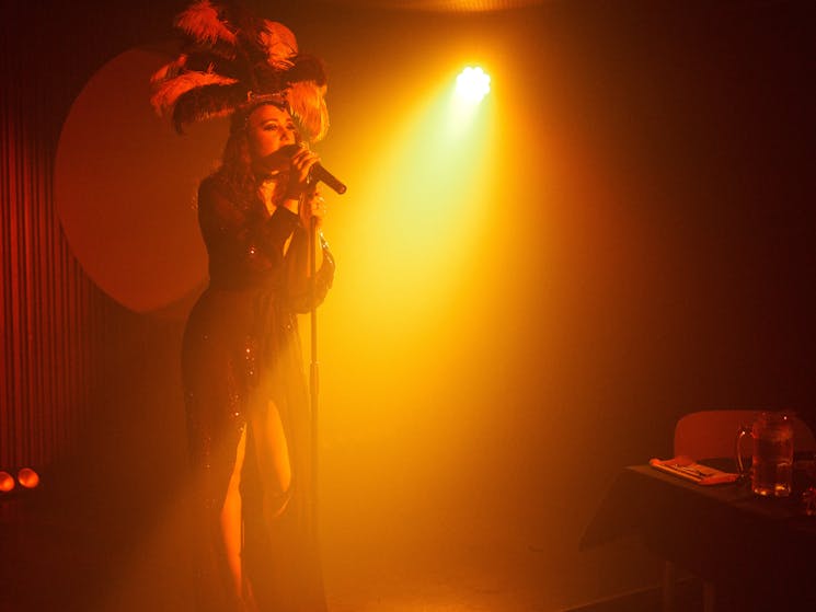 Sydney cabaret singer and performance artist Irene Nicola performs in the Bamboozle Room
