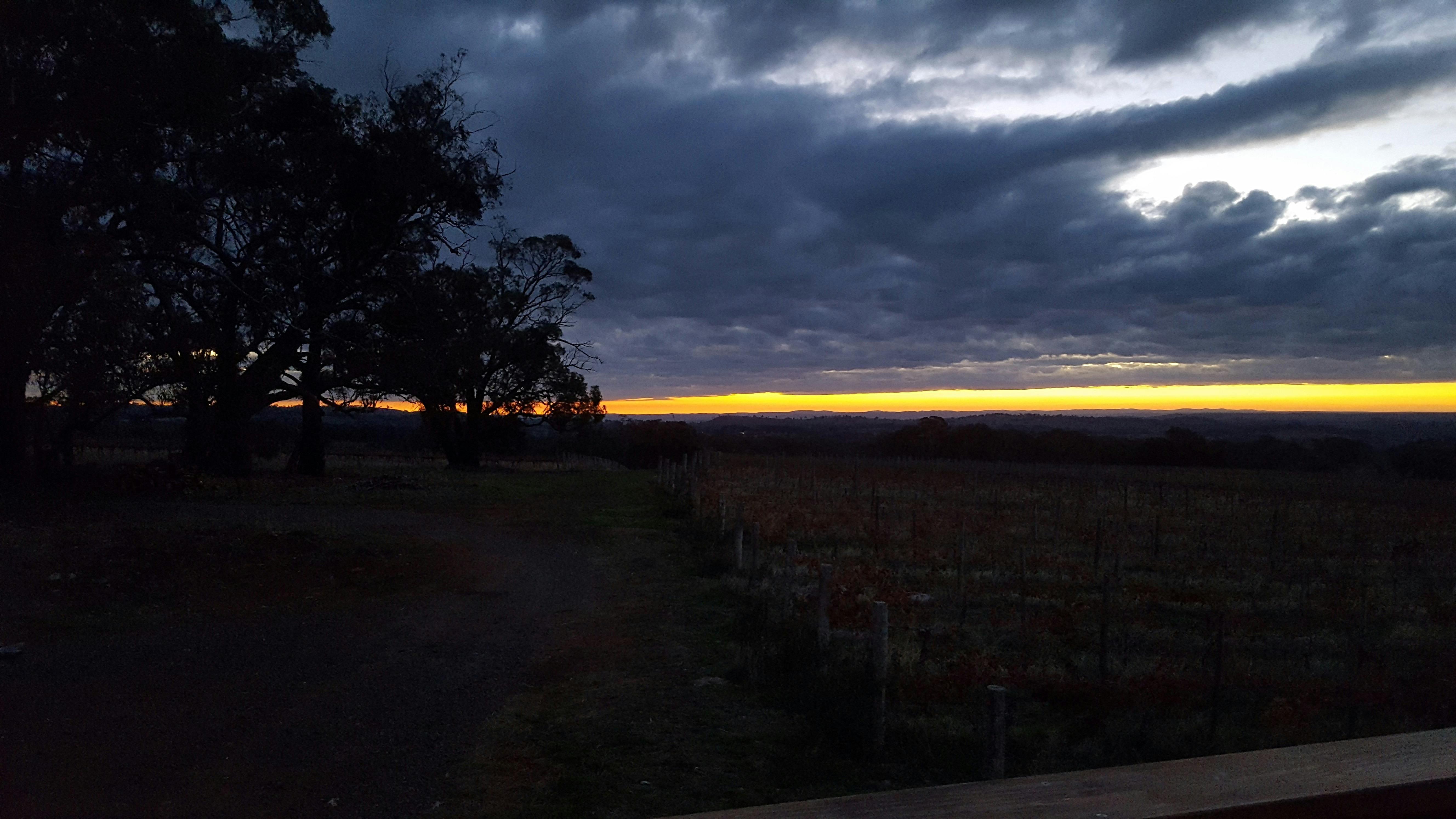 sunset at Cargo Road Wines