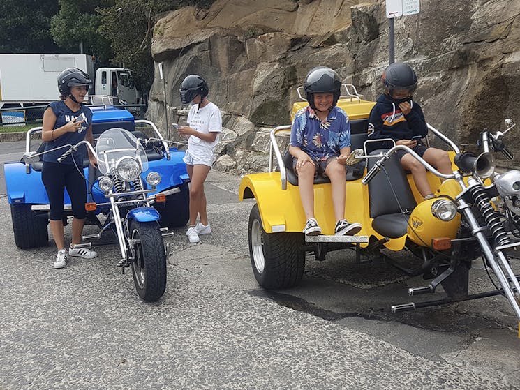A family birthday trike ride is so much fun. Adults and children love the adventure.