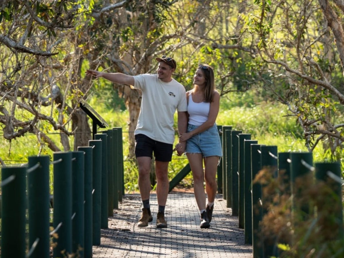 A man and woman visit Abattoir Swamp in Julatten, Tropical North Queensland