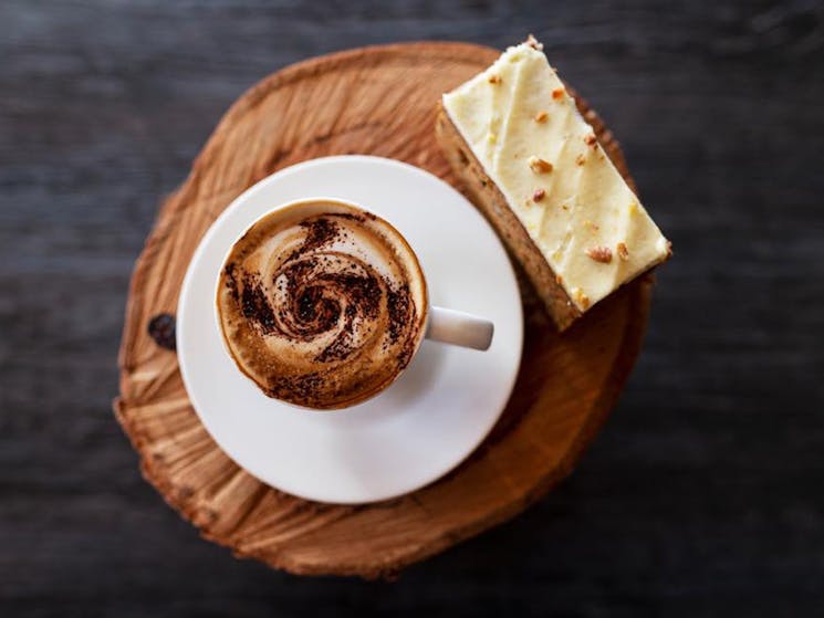 A cappuccino and a slice