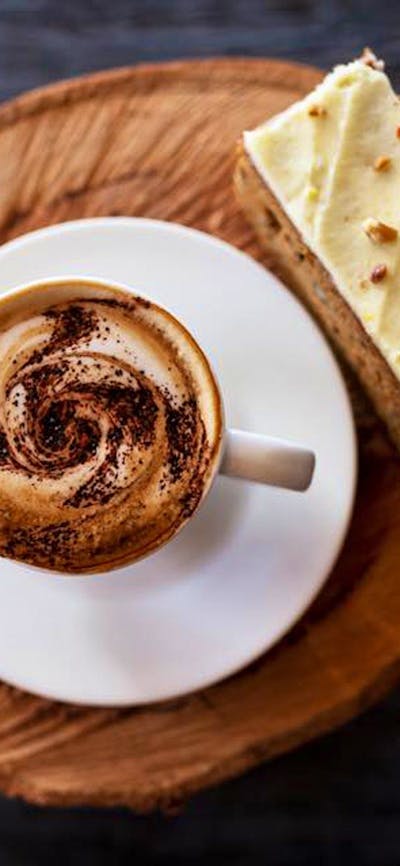 A cappuccino and a slice