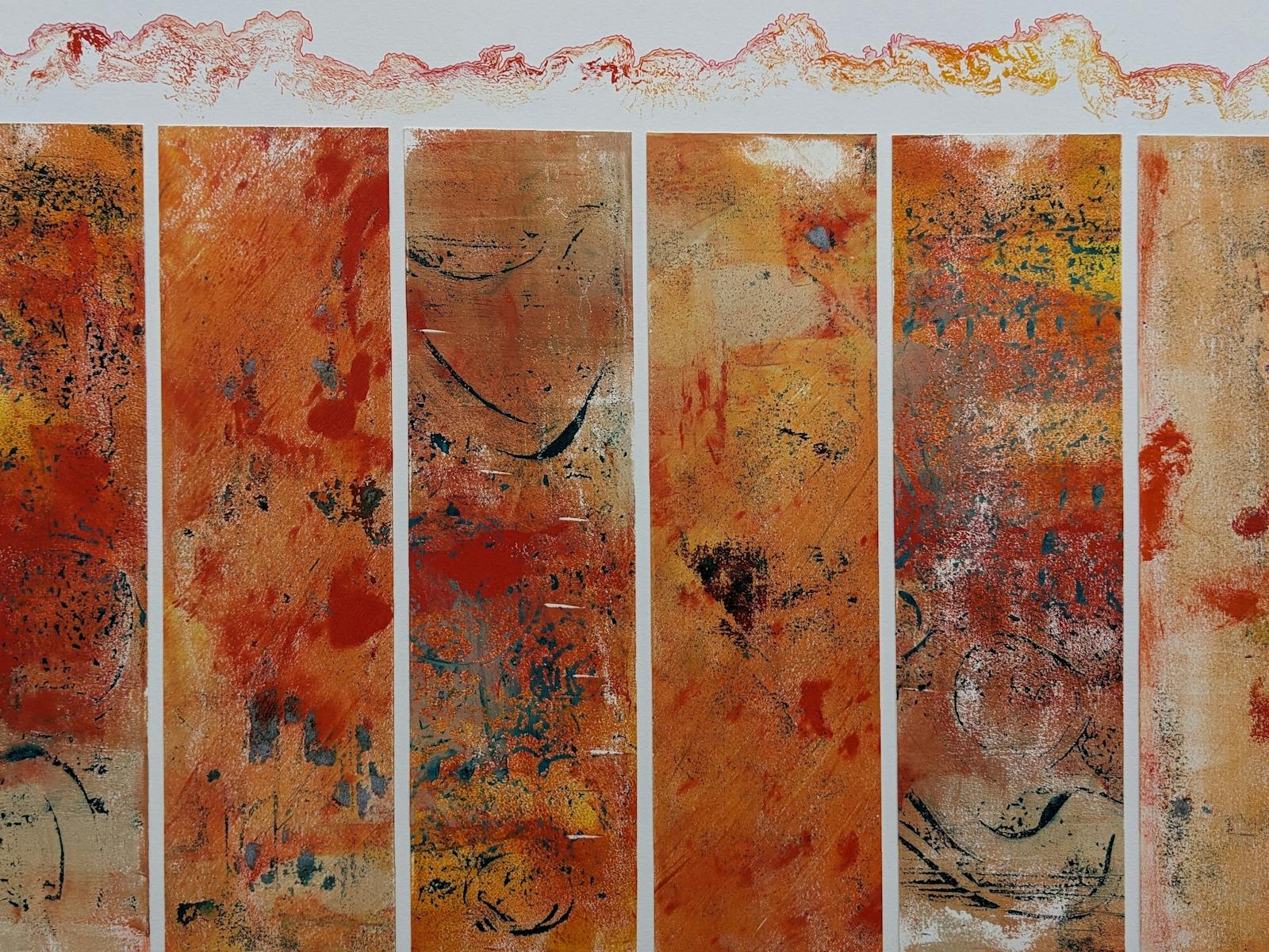 Orange, red and yellow 6 panels burning bush