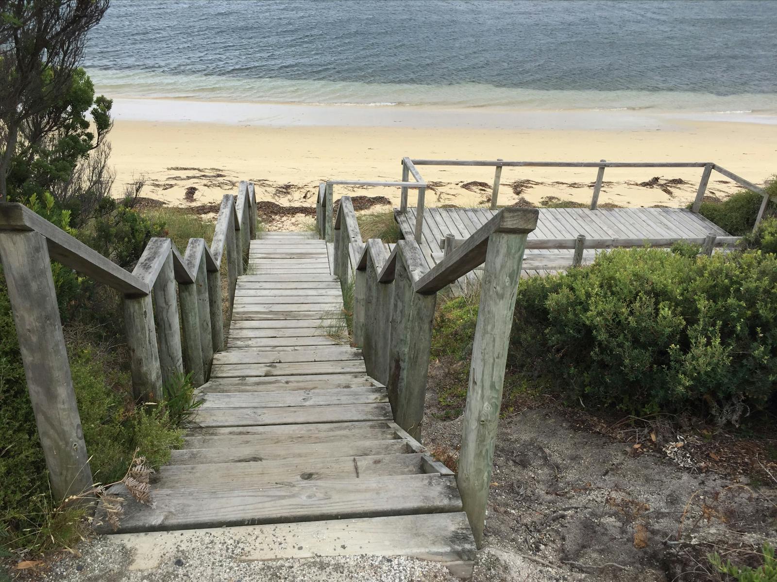 Steps down to Yellow Beach Flinders Island Tasmania