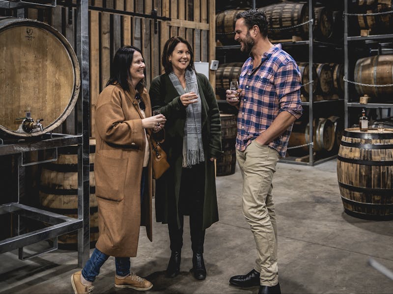 Taste new-make spirits directly from the barrel at Hobart Whisky Distillery