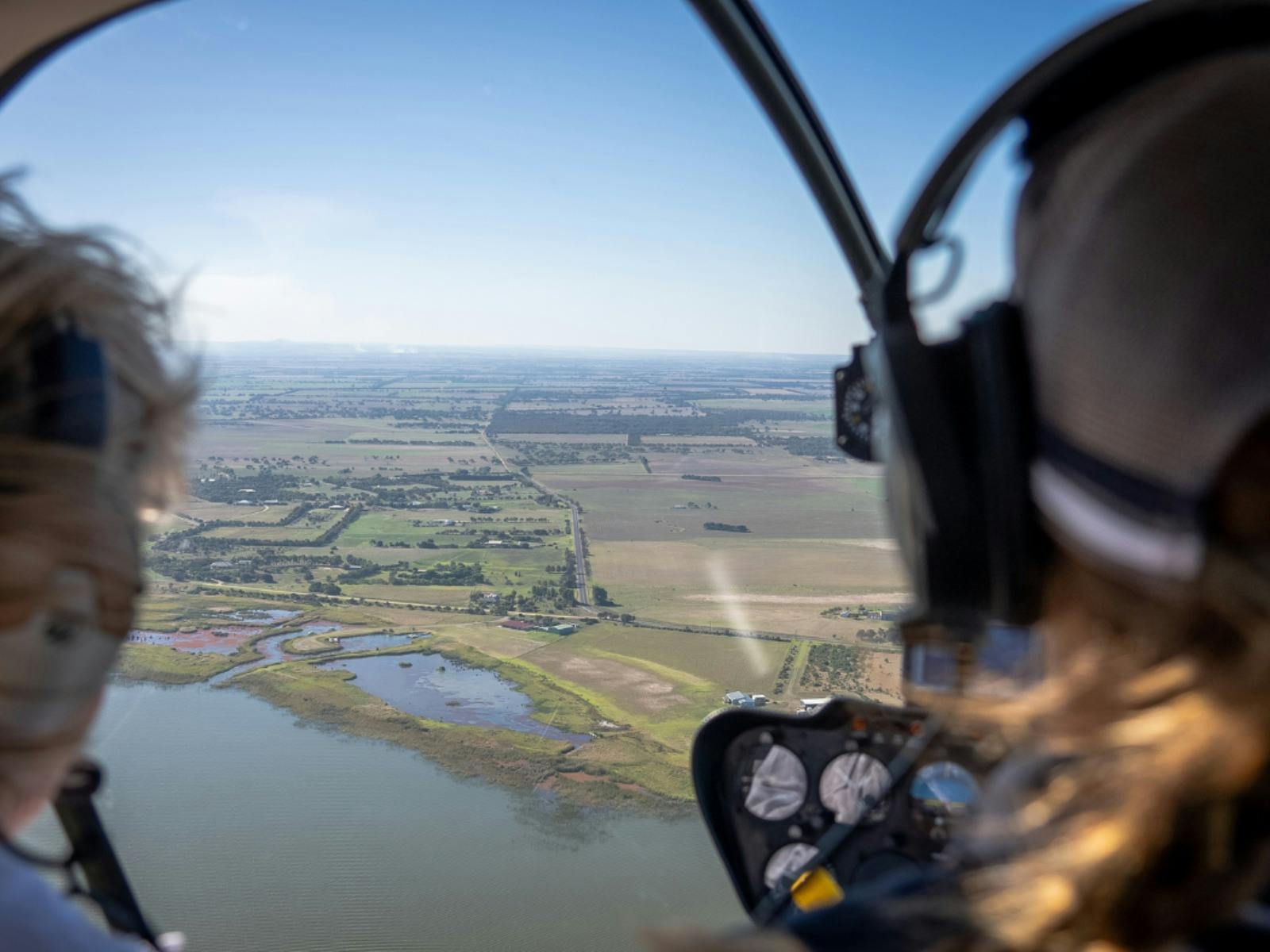 South Australian Helicopters flying over the Coorong