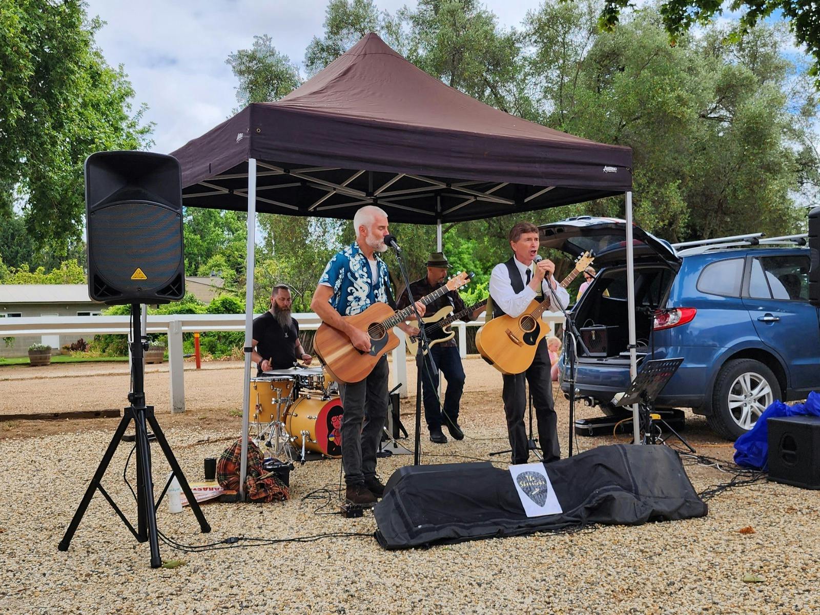 Tallarook's fourth most popular cover band of brothers, playing at the Nagambie Farmers' Market