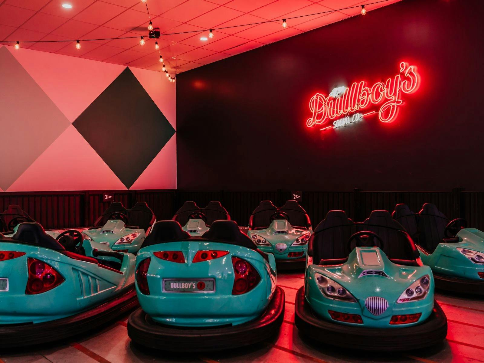 Teal dodgem cars