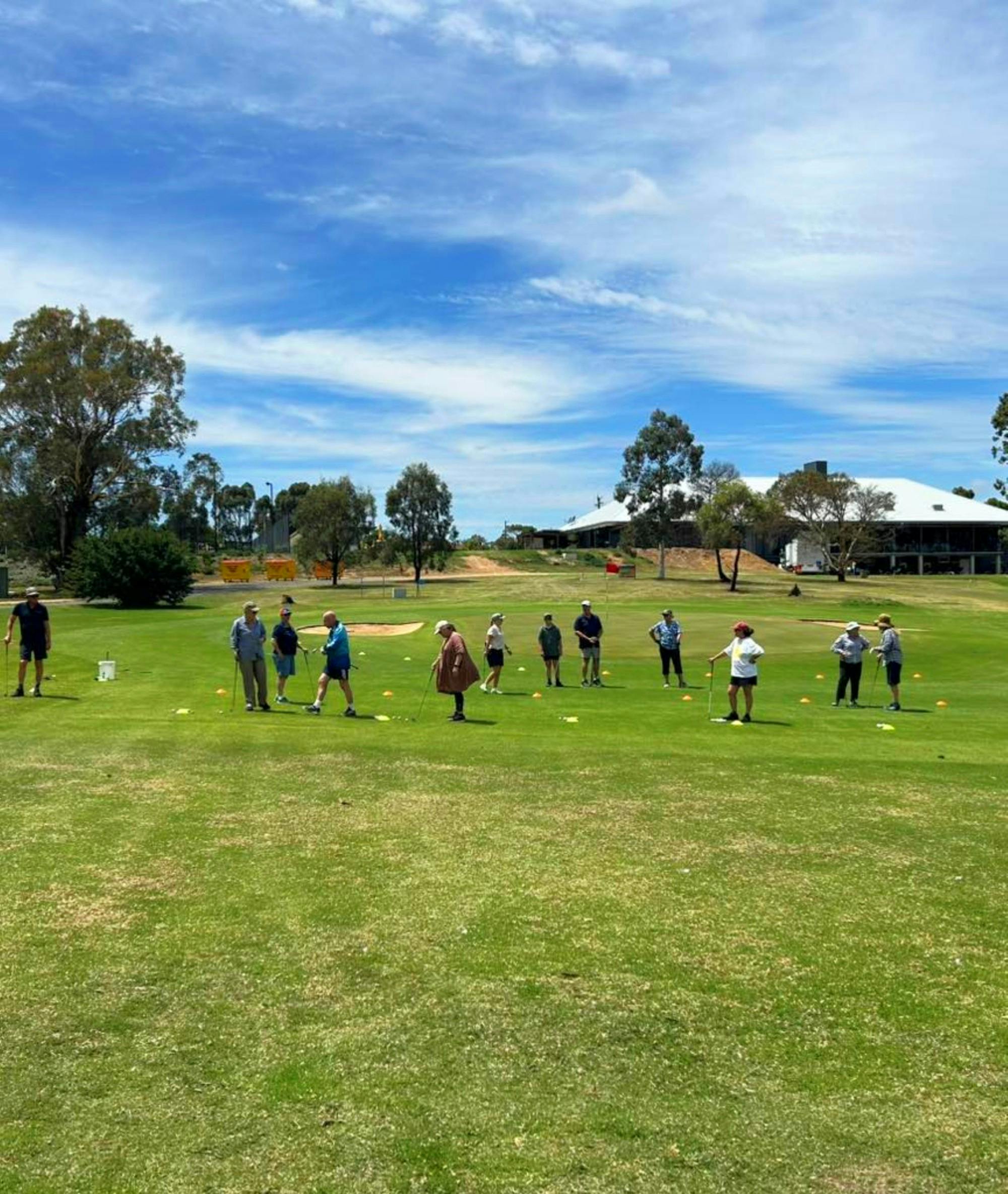 Golfers at Harden golf course