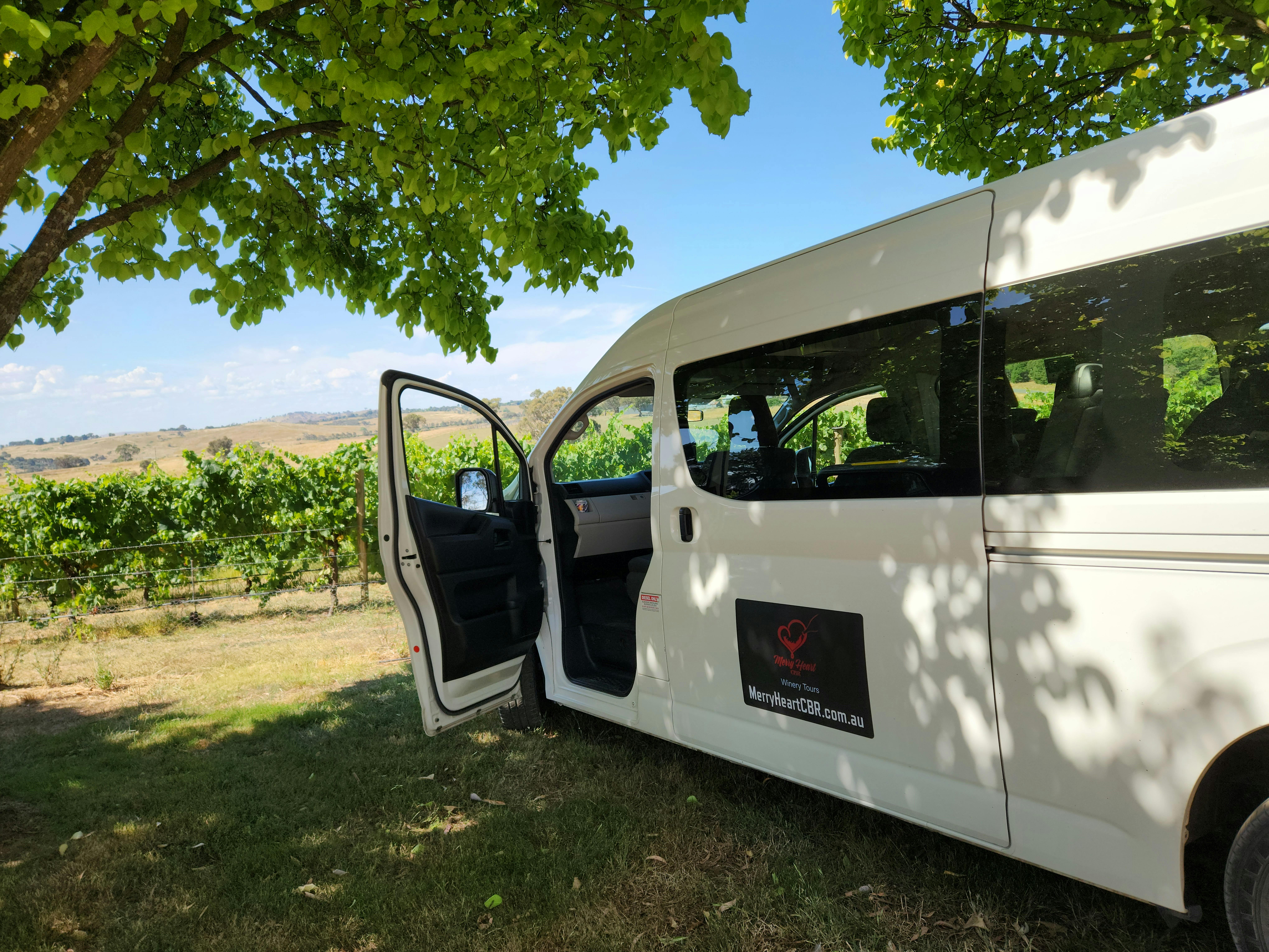 12 seater parked at a winery