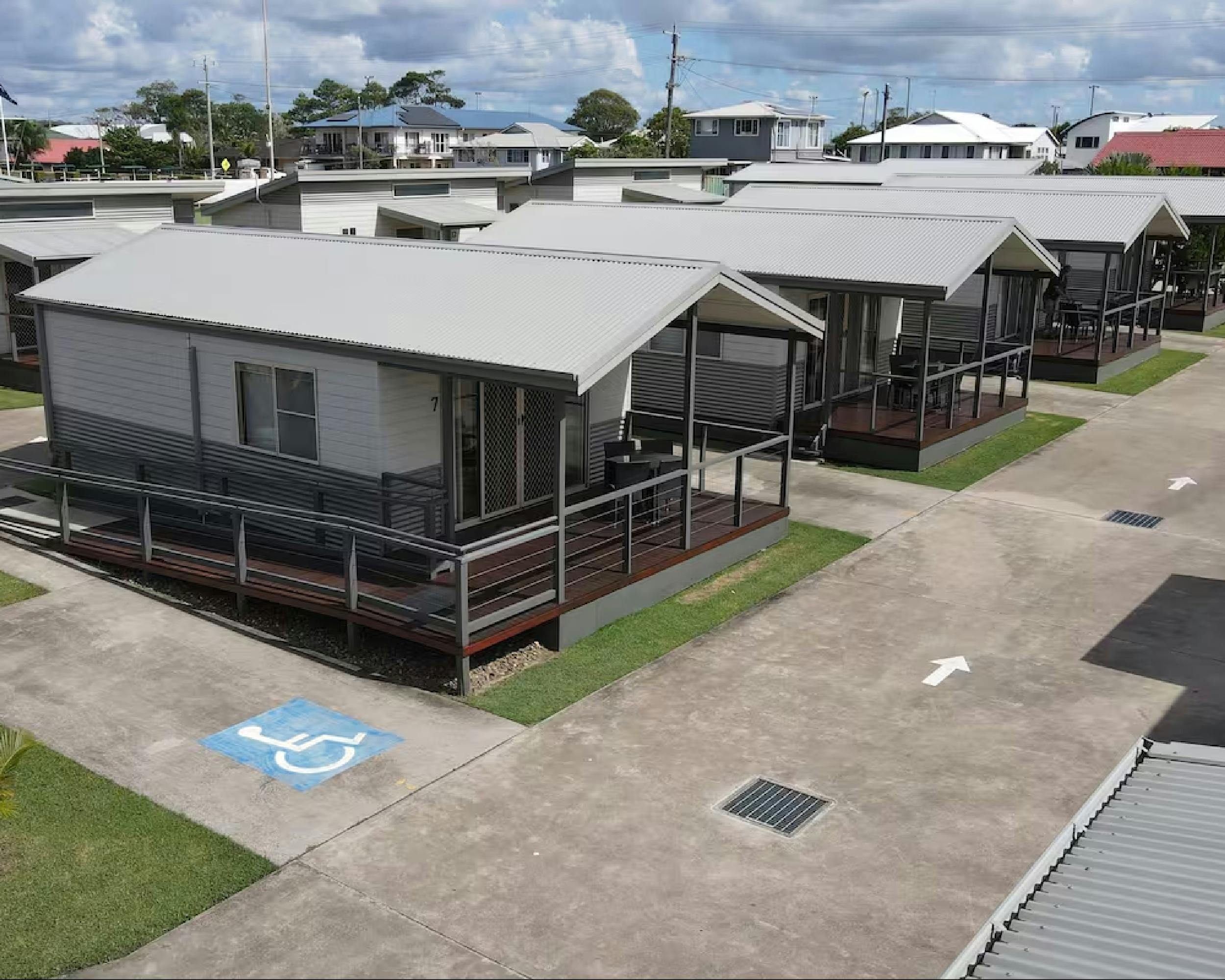 Aerial Shot Evans Head Bowlo Cabins