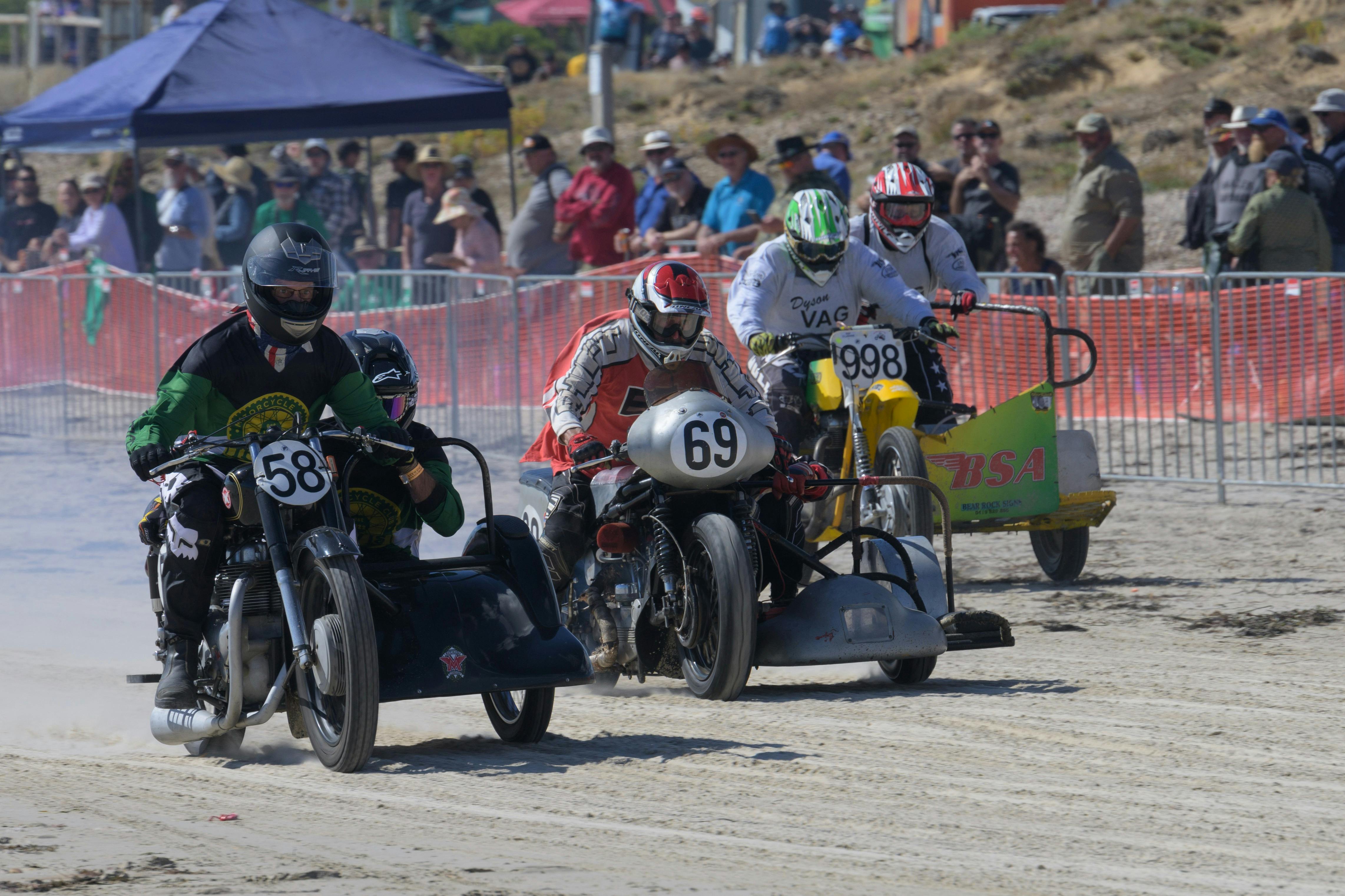 Sellicks Beach Historic Motorcycle Races  feature Solos and Sidecars