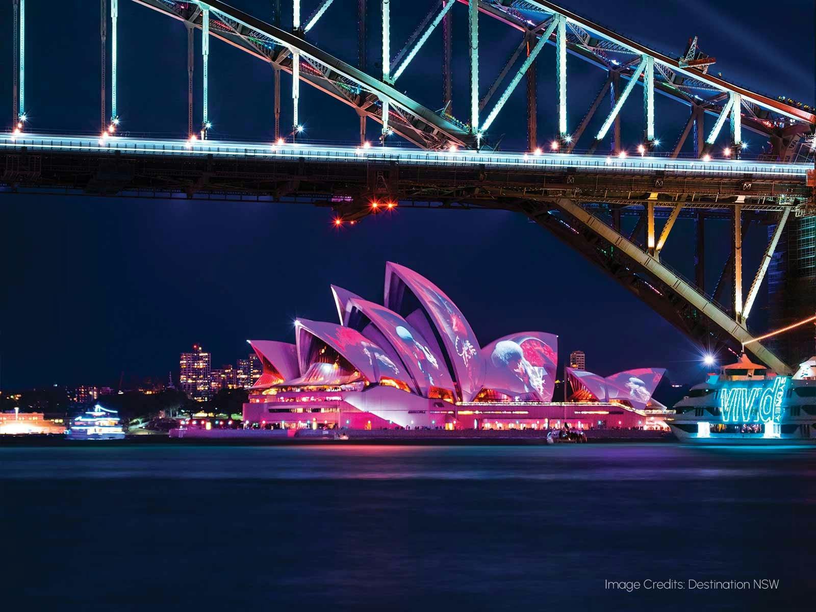 View of the Opera House from the Magistic Vivid Sydney cruise