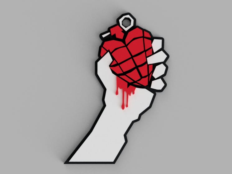 American Idiot logo: A hand holding a red grenade shaped like a heart
