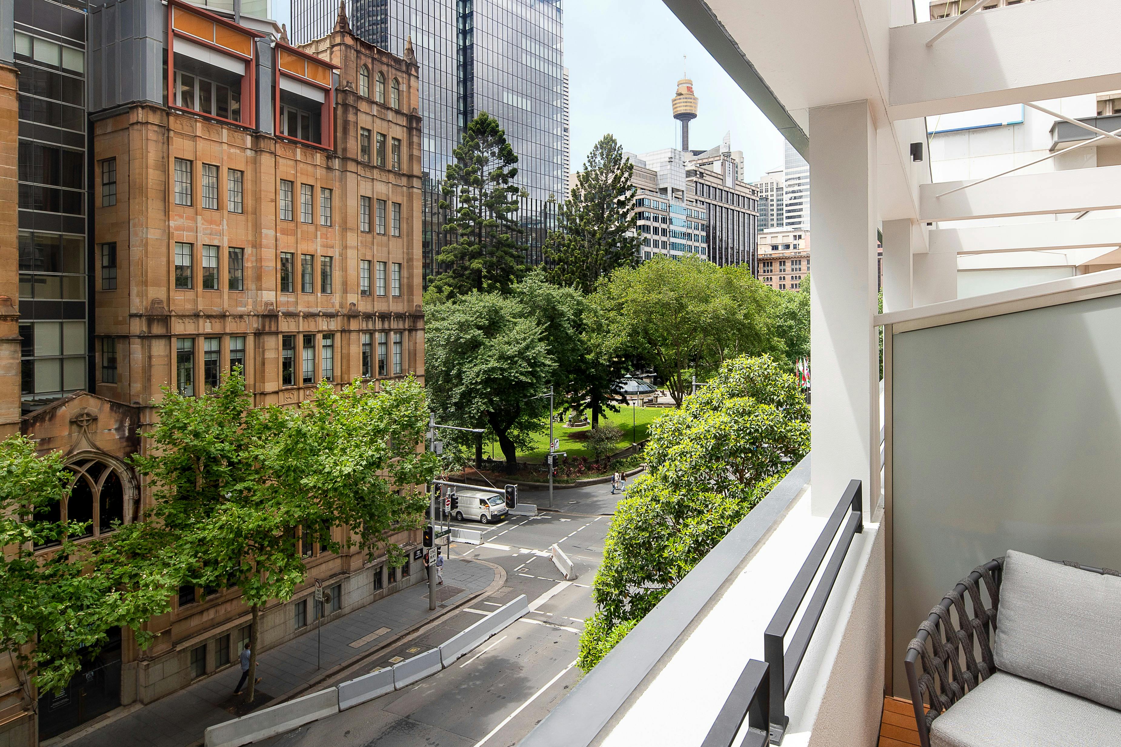 View of the city from the balcony room