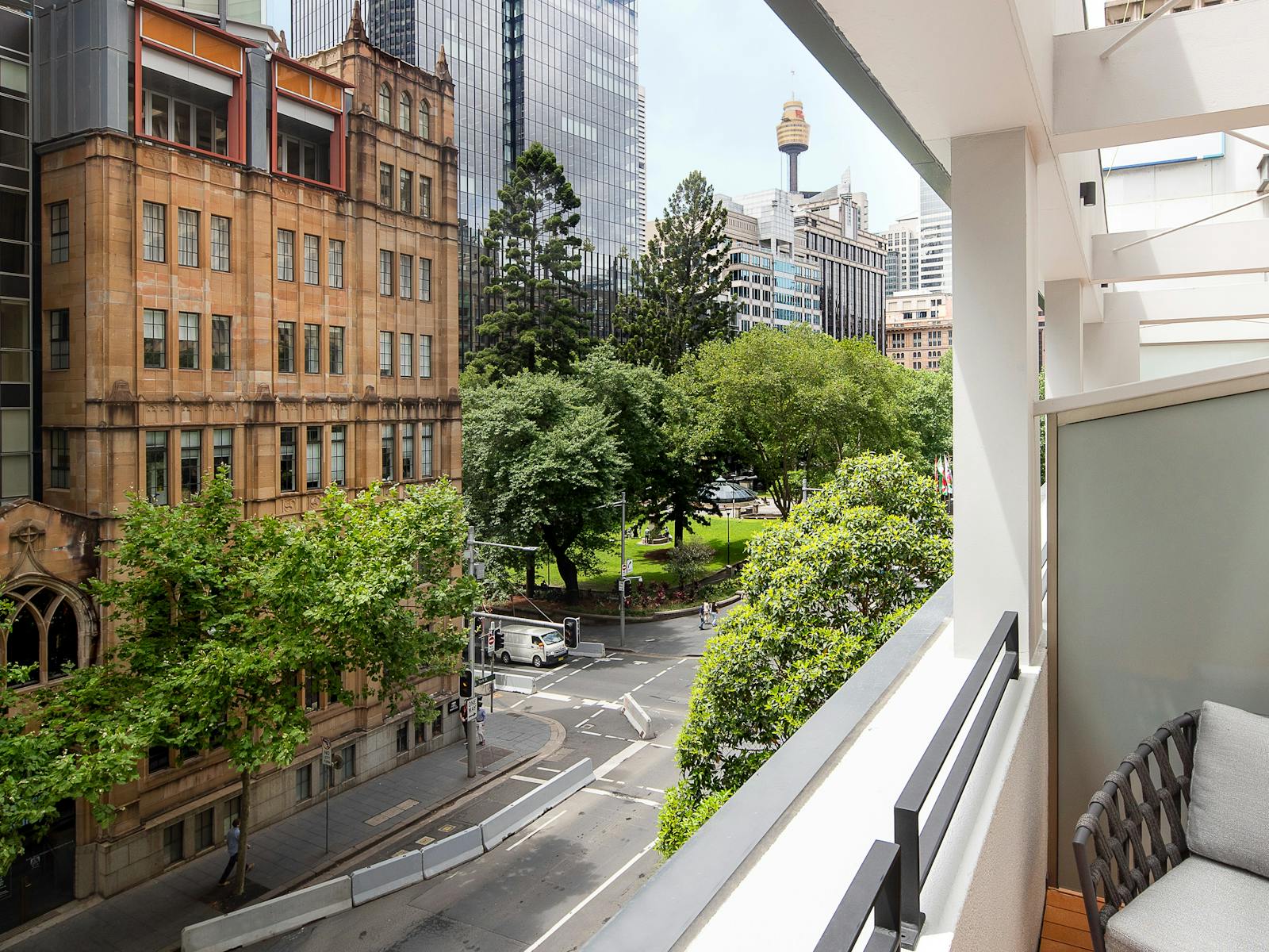 View of the city from the balcony room