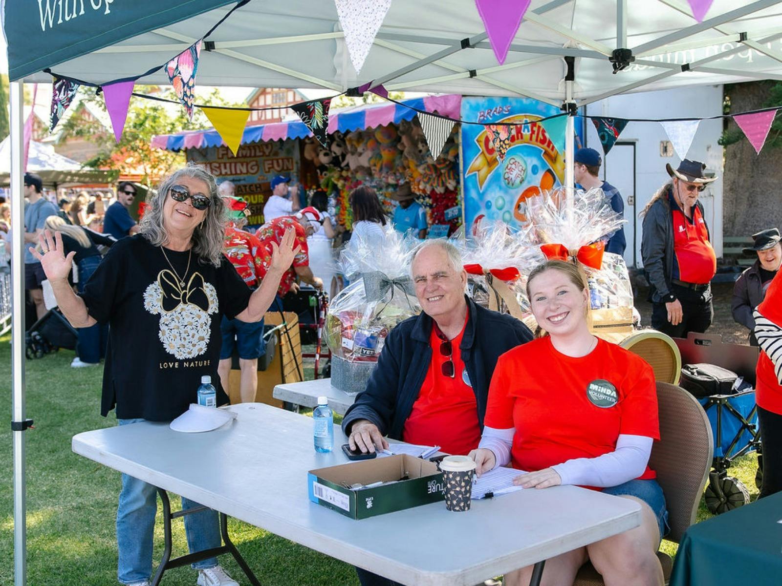 Volunteers selling raffle tickets