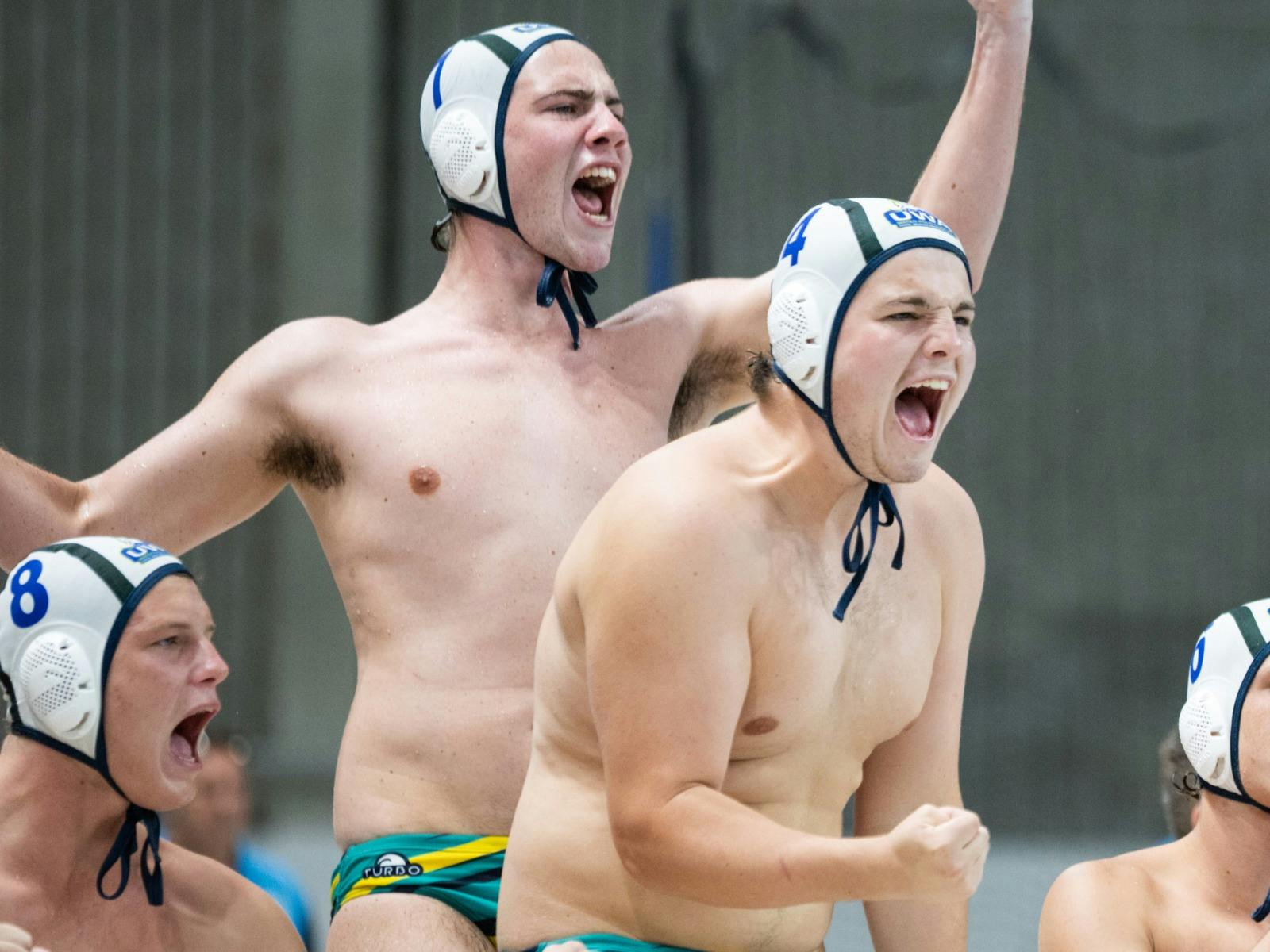 UWA Boys celebrate a goal during the 2026 AYWPC medal matches
