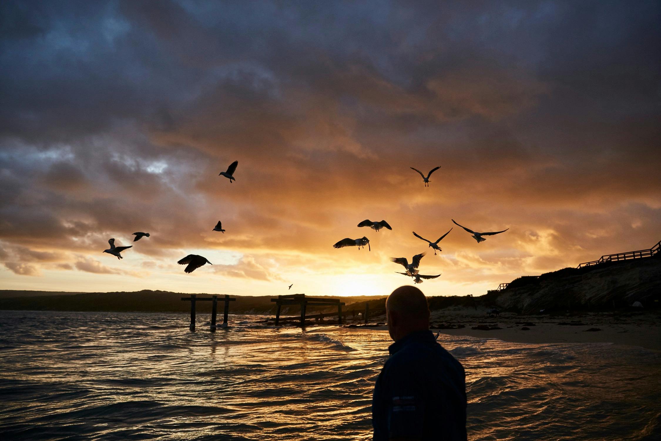 Person enjoying the sunset at Hamelin Bay, near Augusta.