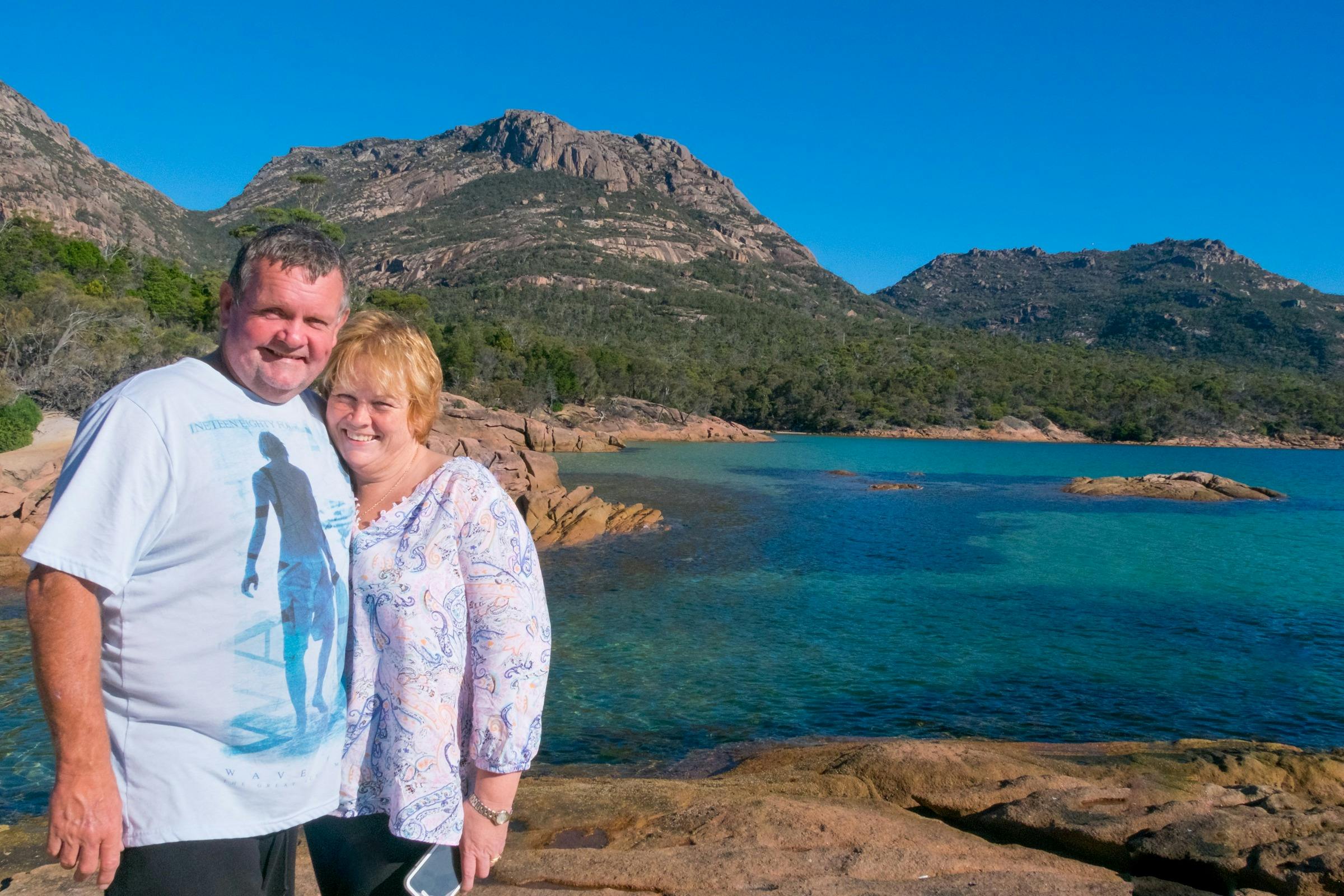 Guests cuddle at Honeymoon Bay
